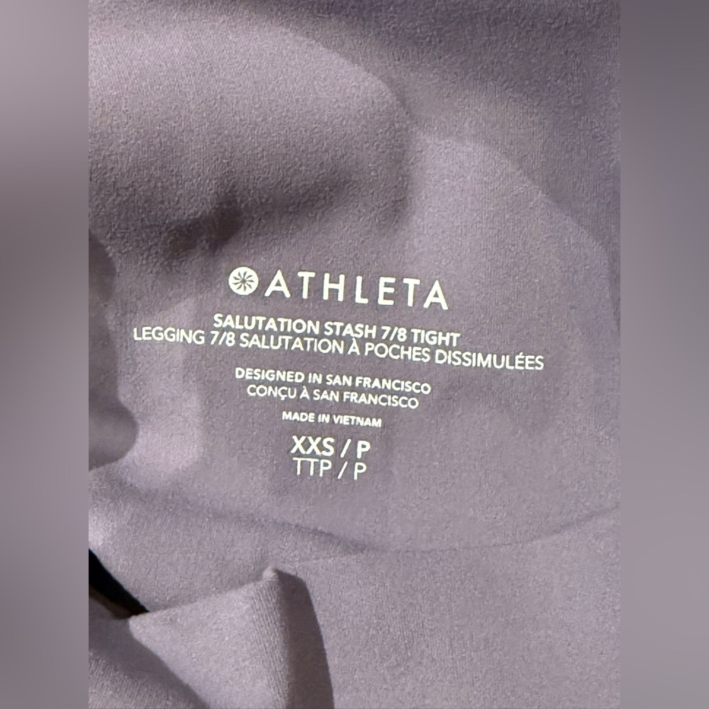 Athleta SALUTATION STASH 7/8 TIGHT Leggings with Pockets - Purple Size XXS - Picture 4 of 6